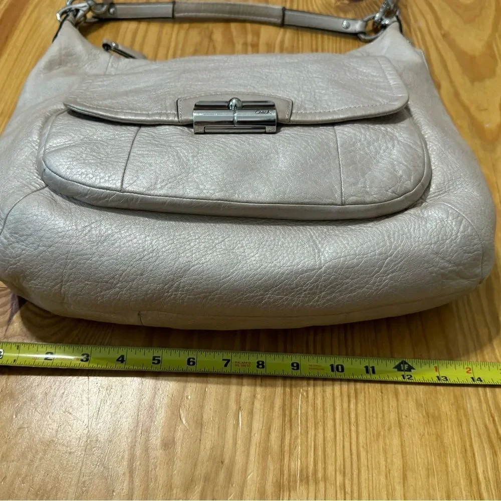 Coach Kristin Leather Large Hobo F22309 Champagne Silver Shoulder Handbag Purse